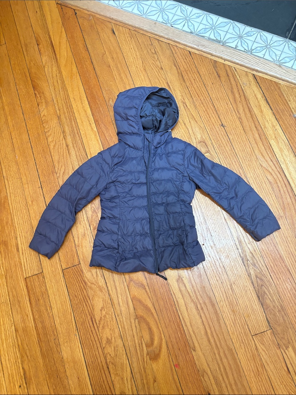 Uniqlo Girls Hooded Puffer Jacket - Dark Blue